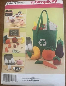 Simplicity Crafts Sewing Pattern #2445, Recycle Bag, Felt Foods, Egg Carton - Picture 1 of 2