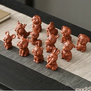 12 Pcs Twelve Chinese Zodiac Signs Purple Sand Tea Pet Office Home Furnishings - Picture 1 of 9
