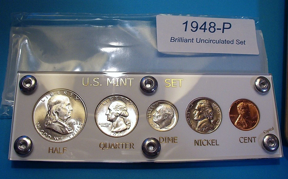 1948 MINT SILVER SET of U.S. COINS LUSTROUS CHOICE BRILLIANT UNCIRCULATED NICE! - Image 1 of 4