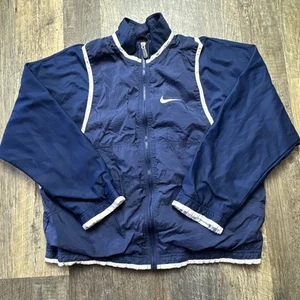Vintage Nike Damen Navy Windbreaker Jacke White Label Größe M - Bild 1 von 13