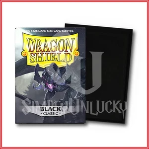 Black Classic 100 Dragon Shield Sleeves Standard Size🐉for Pokemon MTG DBS - Picture 1 of 2