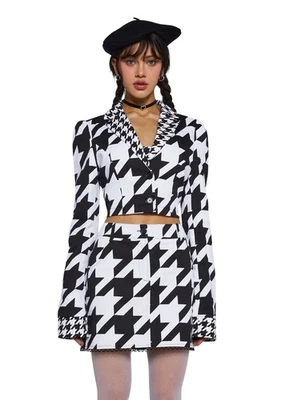 NUEVO CON ETIQUETAS Chaqueta Sugar Thrillz Amigable Fashionista Recortada Pata de Gallo Stock Muerto S Foto 1 de 2