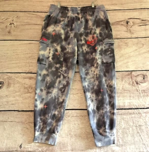 Nike Sweatpants Mens XL Gray Spacewave Tie Dye Cargo Pockets Fleece Joggers Y2k - Picture 1 of 16