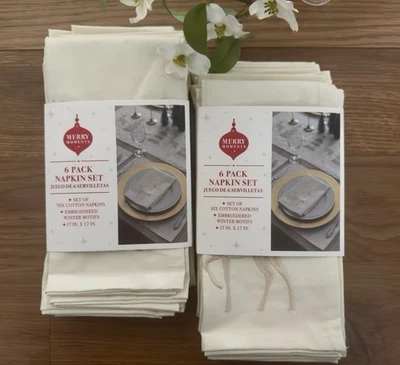 Sposry Moments Aldi 17"x17" tovagliolo ricamato vacanza cervo due set da 6 cotone - Immagine 1 di 4