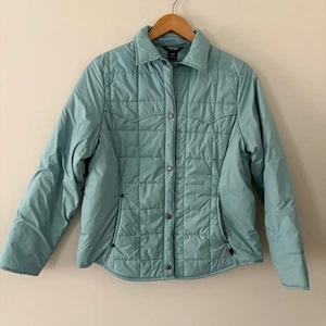 Woolrich Women's Jacket Quilted Collared Snap Front Bluegrass Green Size M - Picture 1 of 12