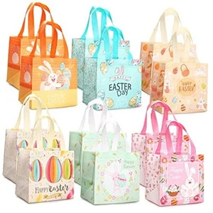 Easter Gift Wrapping Bags, 12PCS Multifunctional Non-Woven Bag with Handles, - Picture 1 of 8