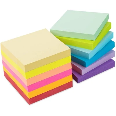 Haftnotizen, Klebezettel, Sticky Notes, Notizzettel, bunt, 76x76mm, 1200 Blatt