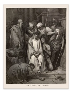 Impresión artística grabada bíblica vintage de Gustave Doré “La corona de espinas” - Imagen 1 de 4