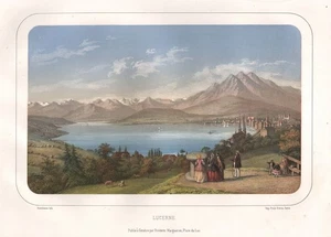 Lucerne Luzern Schweiz Suisse Switzerland Ansicht vue Lithographie 1850 - Bild 1 von 1
