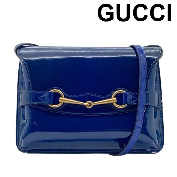 Auténtico bolso bandolera GUCCI Bright Bit motivo ecuestre charol azul usado Foto 1 de 4
