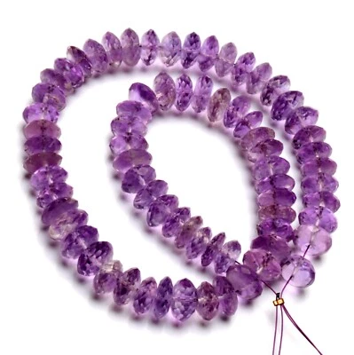 Natural Amethyst Gems 9 to 10 mm Size German Cut Rondelle Beads 14" Strand - Image 1 of 4