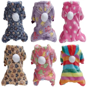 Pet Soft Plush Winter Dog Clothes Fleece Jumpsuit Hoodie Puppy Coat Costume - Picture 1 of 11