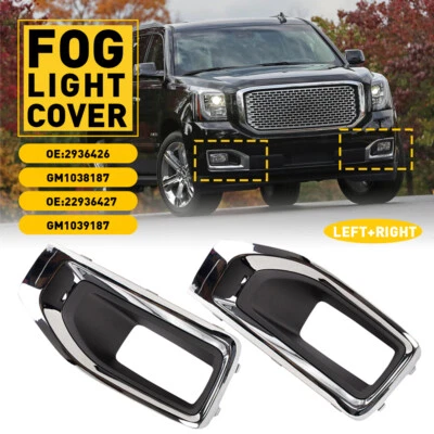 2Pcs For 2015 - 2020 GMC Yukon Front Fog Light Cover Fog Lamp Bezel Grille Trim - Изображение 1 из 4