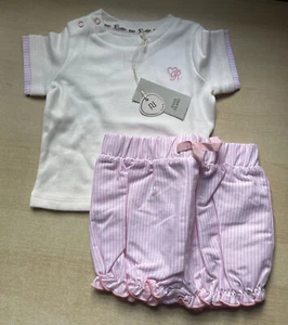 River Island Baby Girls pink stripe bloomer pyjama set age 3-6 months - Picture 1 of 3