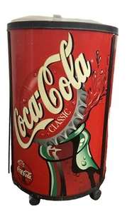 Coca-Cola Rolling Ice Chest Cooler w/ Drain on Wheels Store Display Cooler - Picture 1 of 4