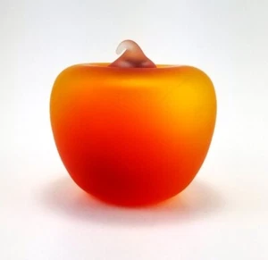 Vintage Frosted Art Glass by Pilgrim Apple Hand Blown Paper Weight - Picture 1 of 5