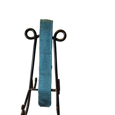 Gravata de malha quadrada vintage KAREN MORRIS azul turquesa - Imagem 1 de 4