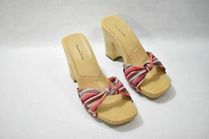 Amanda Smith Shoes Sandals Striped Wedge Heels Size 8 Women's New  - Picture 1 of 9