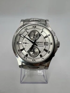 Rare Seiko Premier Chronograph Date Stainless Steel Mens Watch Elegant Classy - Picture 1 of 24
