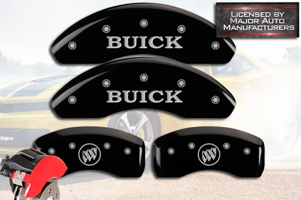 1997-2005 "Buick" Century Delantero + Trasero Negro MGP Disco de Freno Pinza Cubiertas Escudo Foto 1 de 4