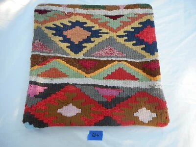 Unique  Kilim Pillow Cover 16x16" Case from Kilim Rug Hidden Zipper Amazing Work - Image 1 of 4