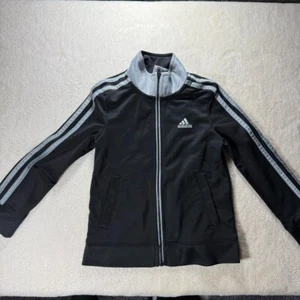 Girls Adidas Track Jacket 4T Black Grey - Picture 1 of 6