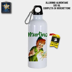 BORRACCIA PER BAMBINI 500 ML SCUOLA PERSONALIZZATA CON NOME ALLUMINIO PETER PAN - Picture 1 of 1