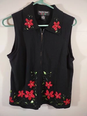 Colete Hampshire Studio SNOW Natal com zíper, tamanho PM, preto/vermelho/verde, #4056 - Imagem 1 de 4