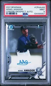 2021 Bowman Chrome Prospects Auto Adael Amador Rookie #CPA-AAM PSA 9 Mint - Picture 1 of 2