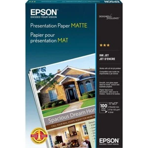 Epson S041070 11"x17" 27lb Matte InkJet Presentation Paper 90 Bright Whte 100/Pk - Picture 1 of 2