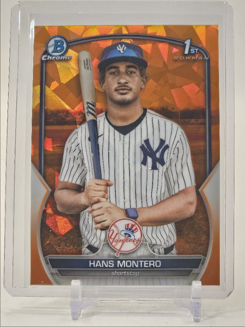 HANS MONTERO 2023 BOWMAN CHROME 1ST ORANGE SAPPHIRE REFRACTOR /75 Q0198