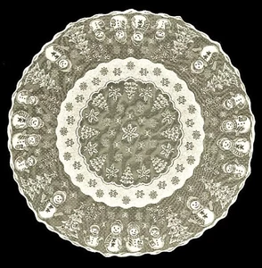 Lace Tablecloth 70" Round Christmas Snowman Family Ivory Dining Room Party - Picture 1 of 3