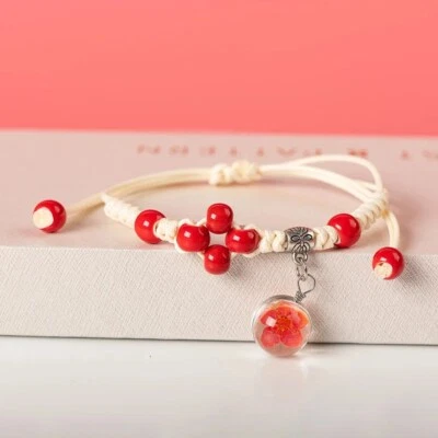 01 Bracelet Women Girls Colorful Flower Glass Pendant Bracelet Beads Bracelets - Image 1 of 4