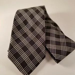 JOS. A. Bank Executive Collection Necktie Nice Black Gray And Silver Crosshatch - Picture 1 of 5