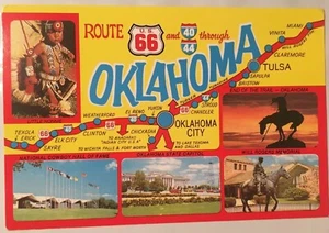 Oklahoma Route 66 Postcard Letters Map - Picture 1 of 2