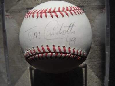 Tom Candiotti 亲笔签名 ML Selig Ball-Brewers 印第安人蓝鸟 A's 道奇队 — 第 1/2 张图片