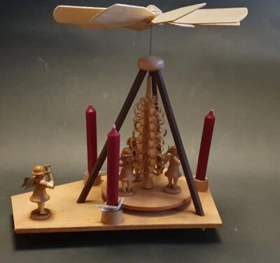 Pyramide Engel Weihnachten 3 Kerzenhalter Holz Vintage Erzgebirge Deko - Bild 1 von 4