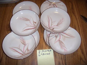 DRAGON FLOWER 8 SERVING PLATES 6' ACROSS BREAD/BUTTER Winfield China Pottery - Picture 1 of 2