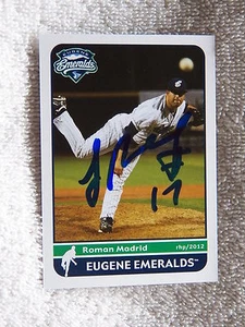 San Diego Padres Roman Madrid Signed 2012 Eugene Emeralds Card Auto - Imagen 1 de 1