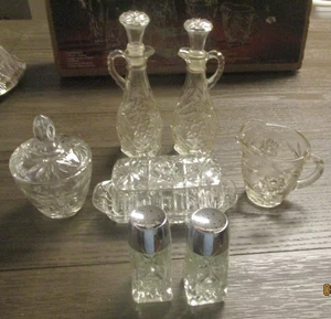 Vintage Anchor Hocking Early American Prescut Glass Table Service New 11 pc set - Picture 1 of 4
