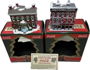 Vintage 2er Set Coca-Cola 1991 Trim-A-Tree Collection Village Christmas Holiday - Bild 1 von 8
