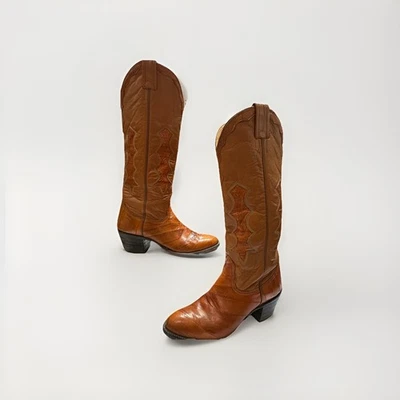Vintage Nocona L909 Western Cowboy Boots 6.5B | Burnt Orange Leather USA Made - Image 1 of 4