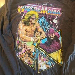 WWE WrestleMania Langarm T-Shirt Ultimate Warrior Macho Man Schwarz 2XL 90er - Bild 1 von 5