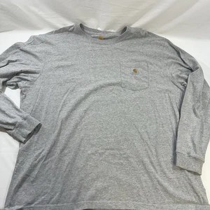 Carhartt Original Fit Grey Long Sleeve Pocket T Shirt Men’s Size 2XL - Picture 1 of 6
