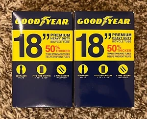 LOT OF 2 - Goodyear 18" 1.75-2.125 Heavy Duty Thick Bicycle Tube W/ Lever - Picture 1 of 2
