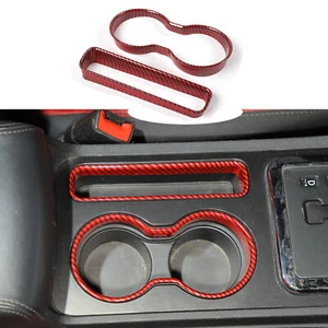 Anillo de cubierta de borde portavasos delantero para Dodge Challenger 2009-2014 rojo fibra de carbono - Imagen 1 de 10