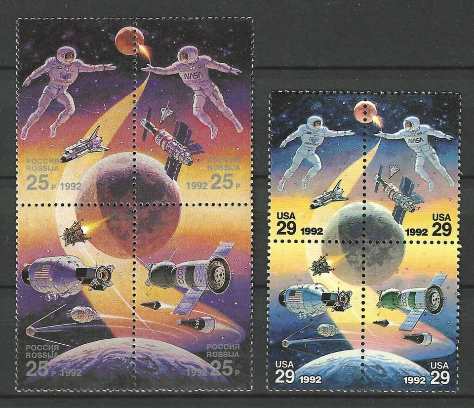 US/Russia, #2631-34/6080-83 Joint Space Achievements, 1992, 2 B4, MNH - Image 1 of 1