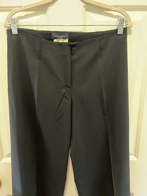 Calça Piazza Sempione Marilyn P142 preta clara perna larga frente tamanho 12 (44) Itália - Imagem 1 de 4