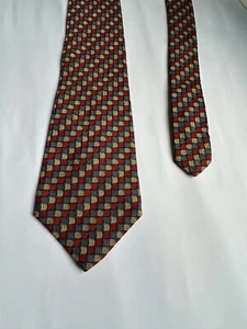 New and Lingwood 100% Silk Tie Gold, Red and Blue Squares - Picture 1 of 3