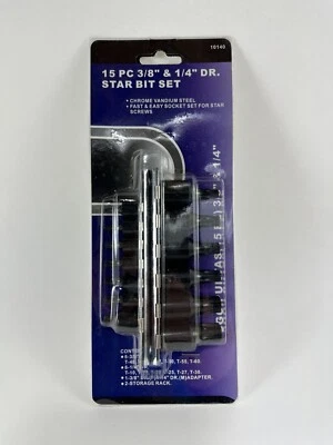 15 PCS 1/4" & 3/8" DR IMPACT CHROME VANADIUM STAR BITS SET - Image 1 of 3